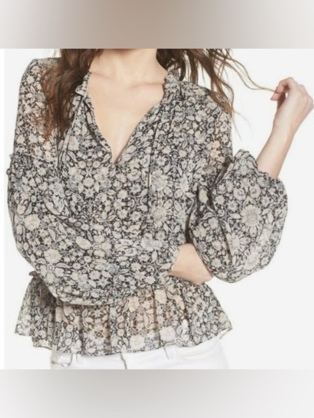 Misa Los Angeles Dominik Bohemian Floral Peasant Top